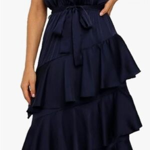 Elegant Navy Ruffle Dress